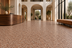 Lobby boutique · Granito Cobre